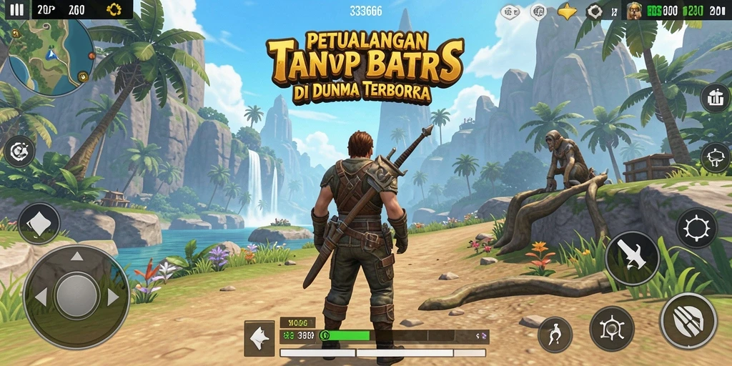 Tangkapan layar gameplay <strong>333666</strong> menunjukkan dunia terbuka yang indah dan interaktif.