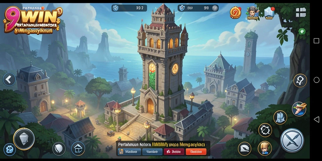 Gameplay 9WIN menunjukkan pertahanan menara yang strategis dan menarik.