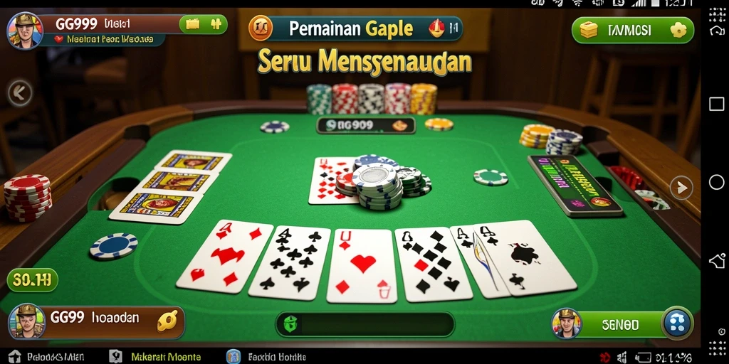 Screenshot GG999 menampilkan pemain yang sedang bermain Gaple secara interaktif.