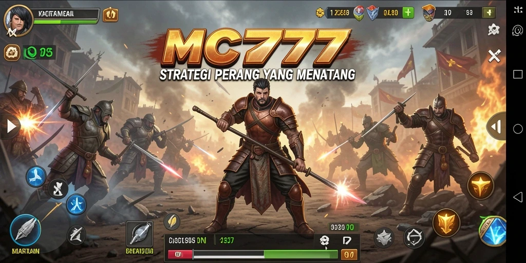 Screenshot menunjukkan aksi pertempuran strategi yang intens.