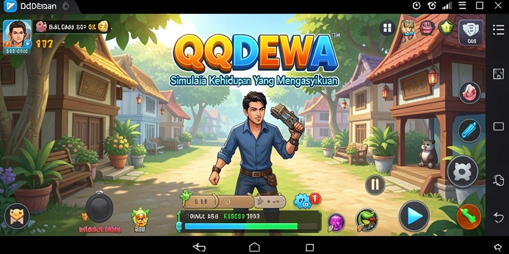 Tampilan gameplay QQDEWA dengan karakter dan aktivitas yang variatif.