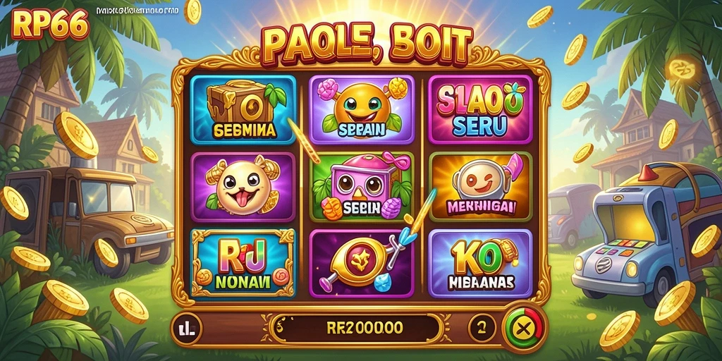 Tangkapan layar utama RP66 menampilkan gameplay slot yang seru dan grafis menarik.