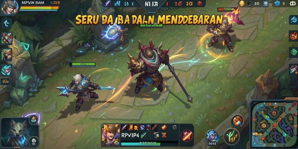 Tangkapan layar utama menunjukkan aksi intens dalam pertempuran MOBA.