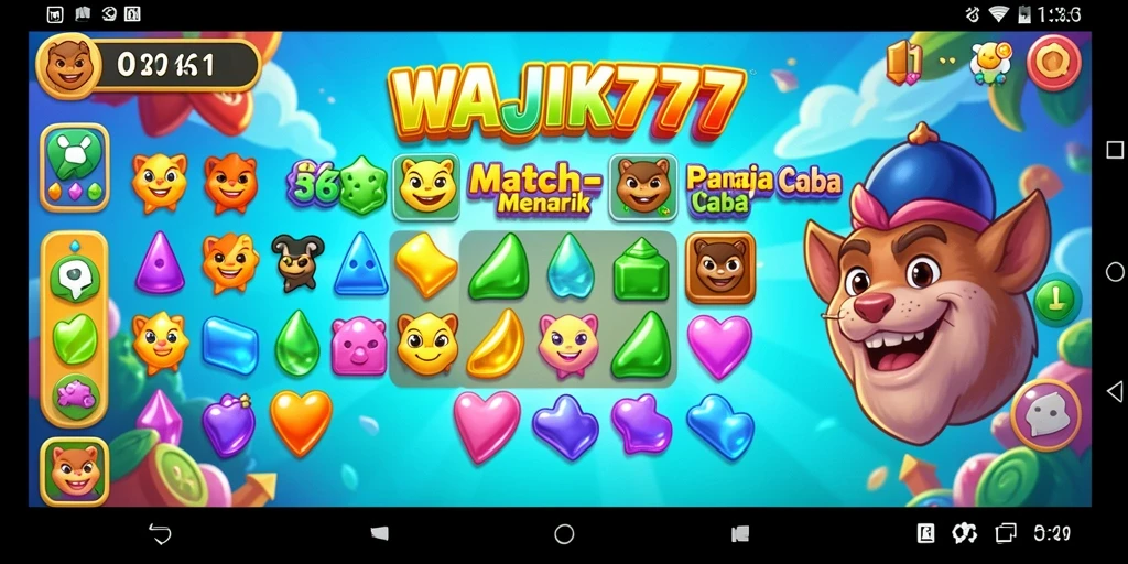 Tampilan gameplay seru WAJIK777 dengan objek warna-warni.